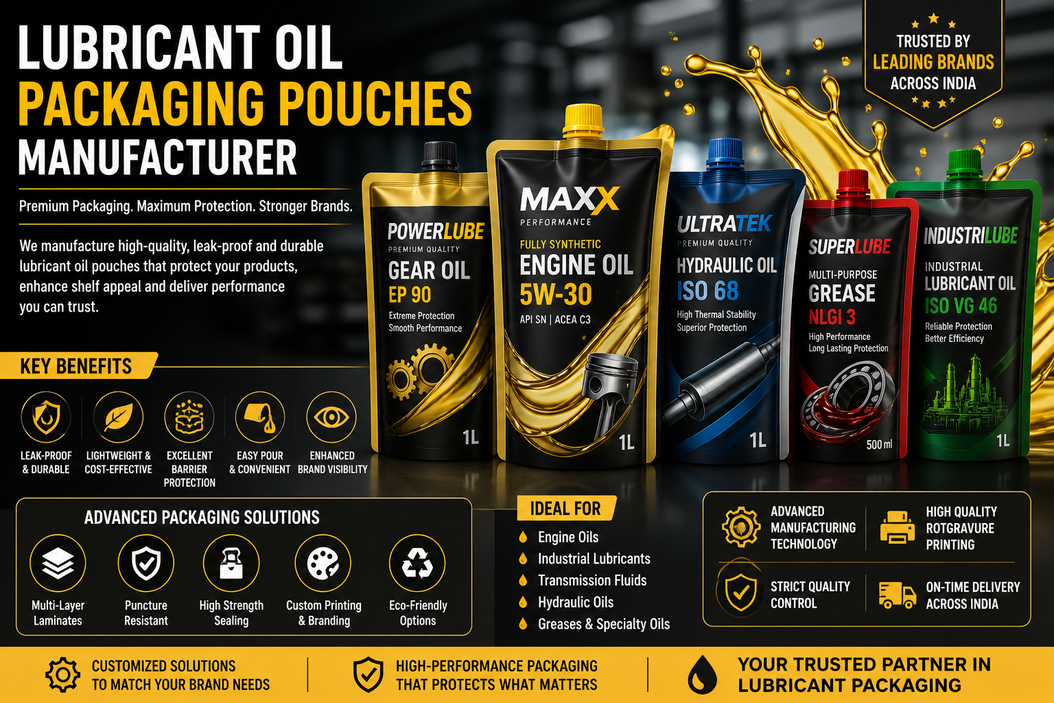 Lubricant Oil Packaging Pouches Manufacturer